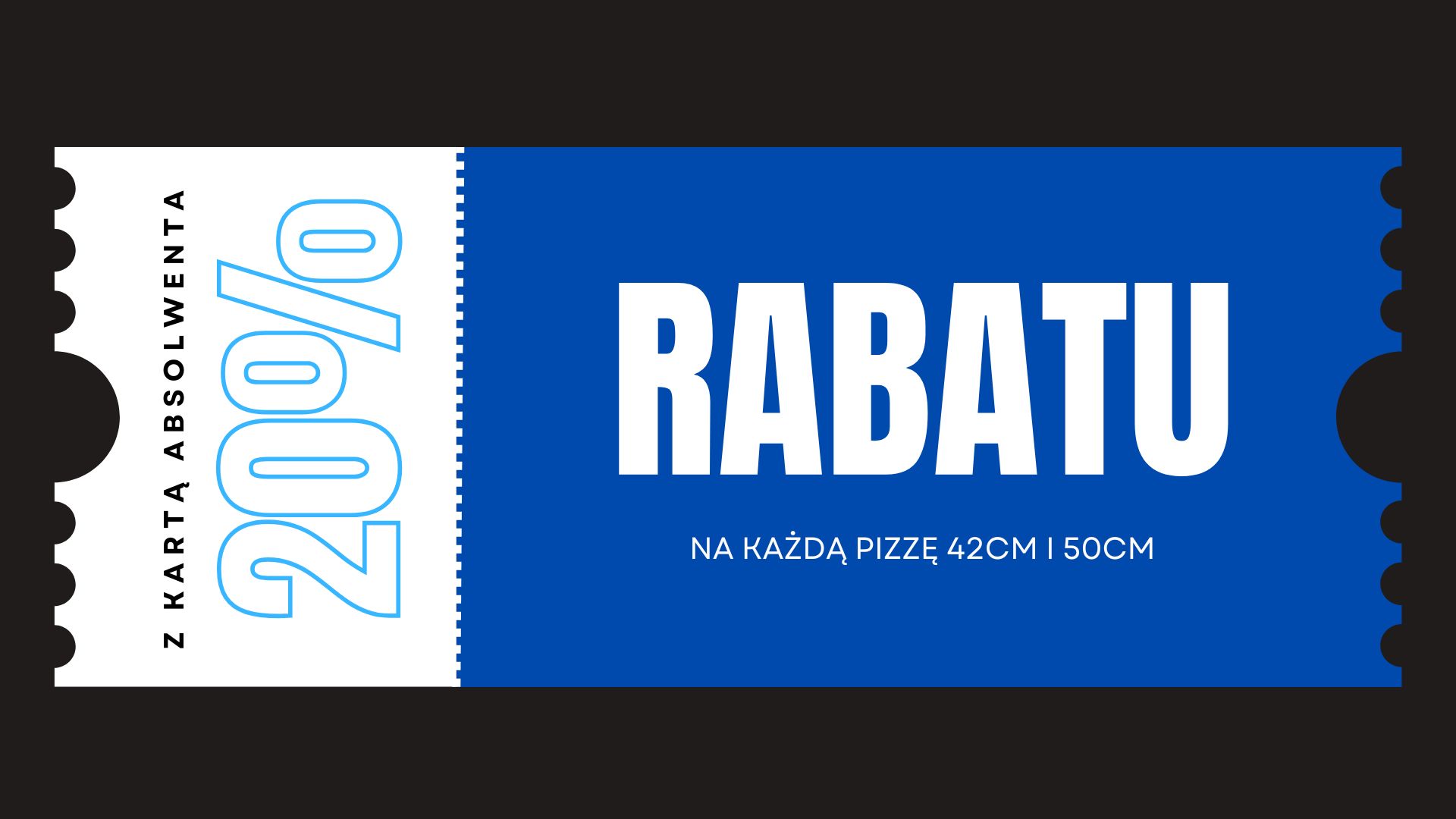 Rukola 20% rabatu na każdą pizzę 42cm i 50cm (dotyczy zamówień w lokalu oraz na wynos włącznie z odbiorem osobistym; nie łączy się z innymi promocjami) ważne do 31.10.2025